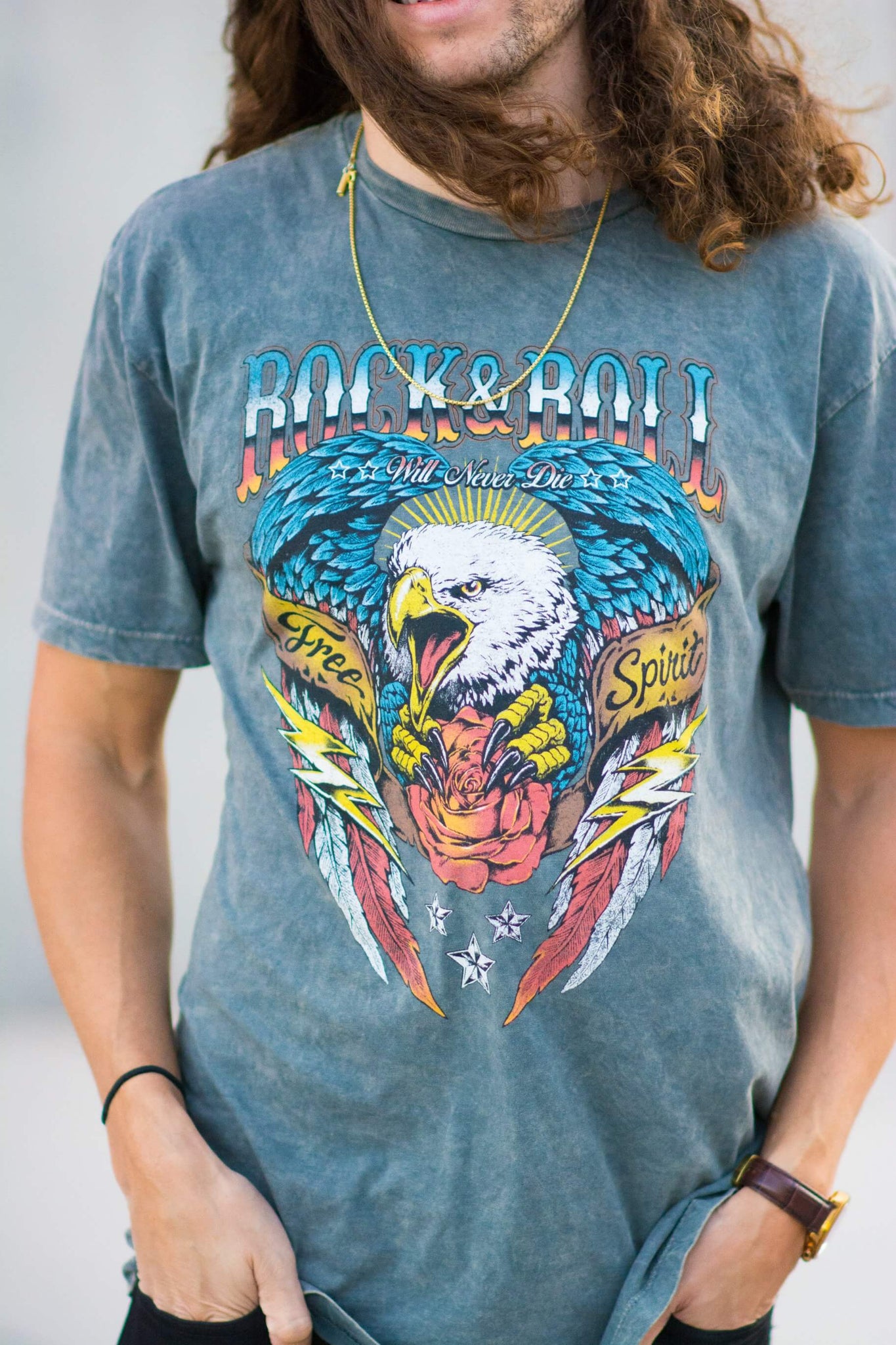 ROCK AND ROLL EAGLE GRAPHIC TEE KITS BRAND  affordable Womens and Mens trendy online streetwear fashion boutique 