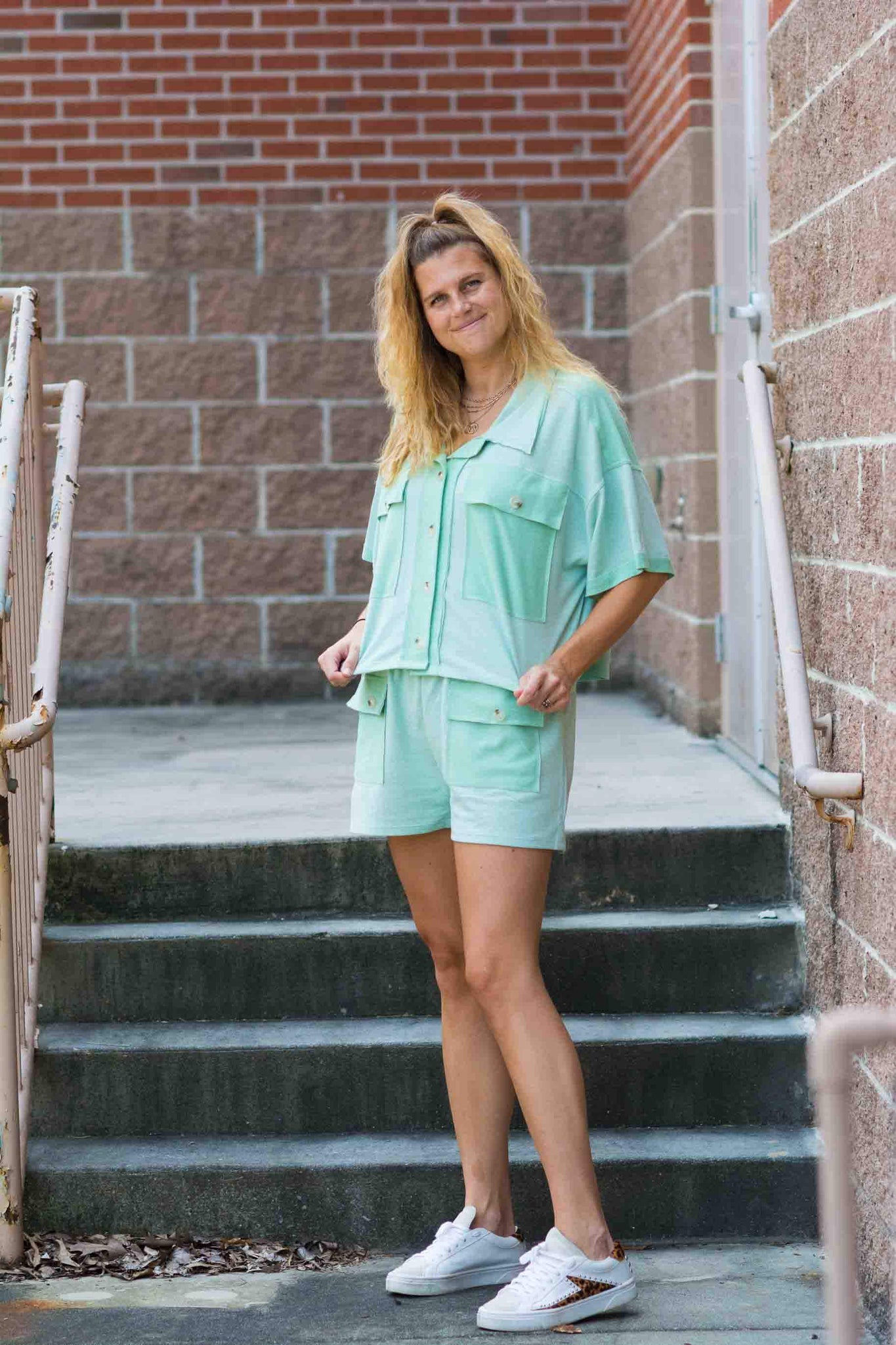 POCKET SHORT SET IN MINT KITS BRAND  affordable Womens and Mens trendy online streetwear fashion boutique 