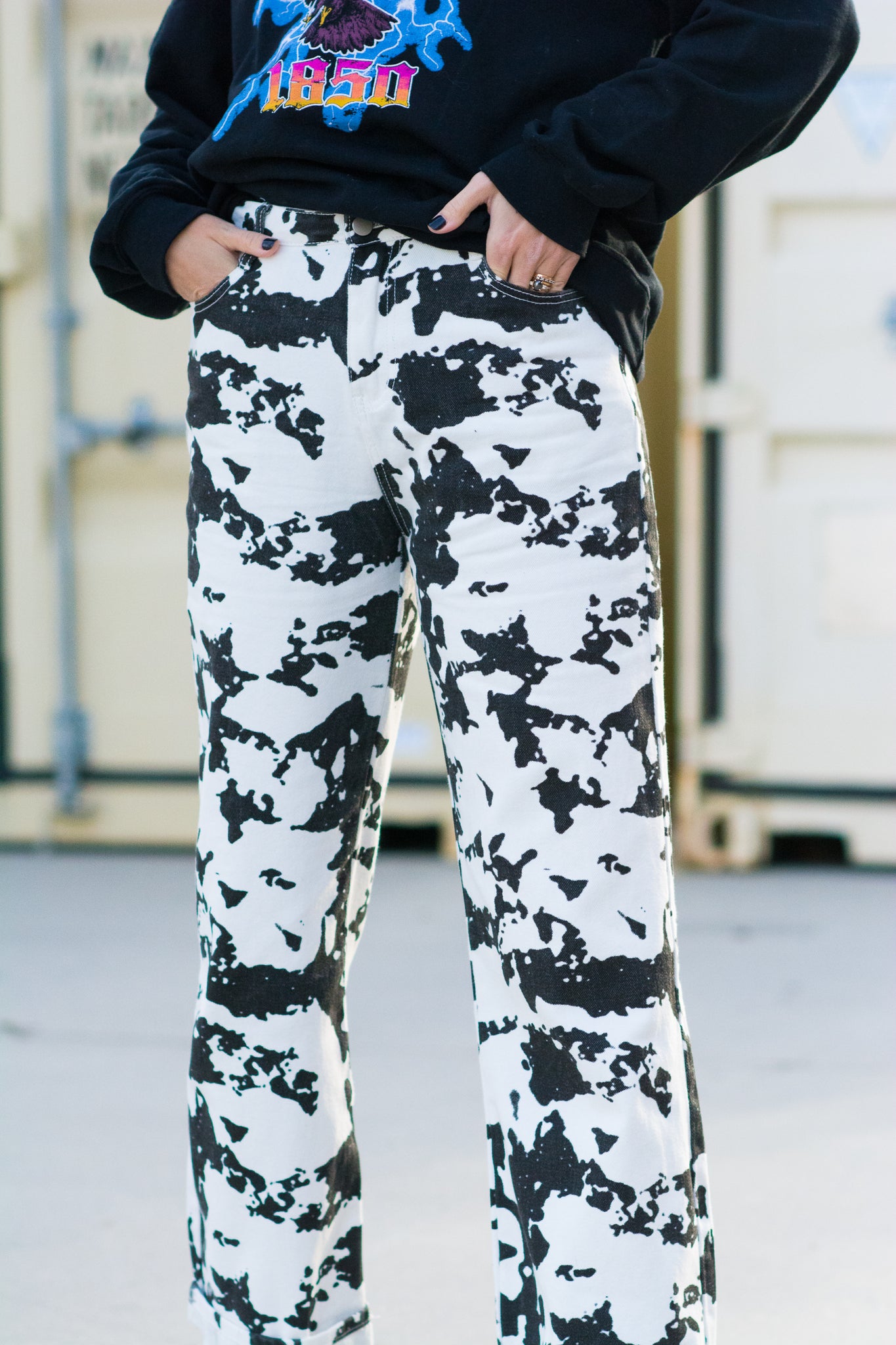 MIDWEST COW PRINT JEANS KITS BRAND  affordable Womens and Mens trendy online streetwear fashion boutique 