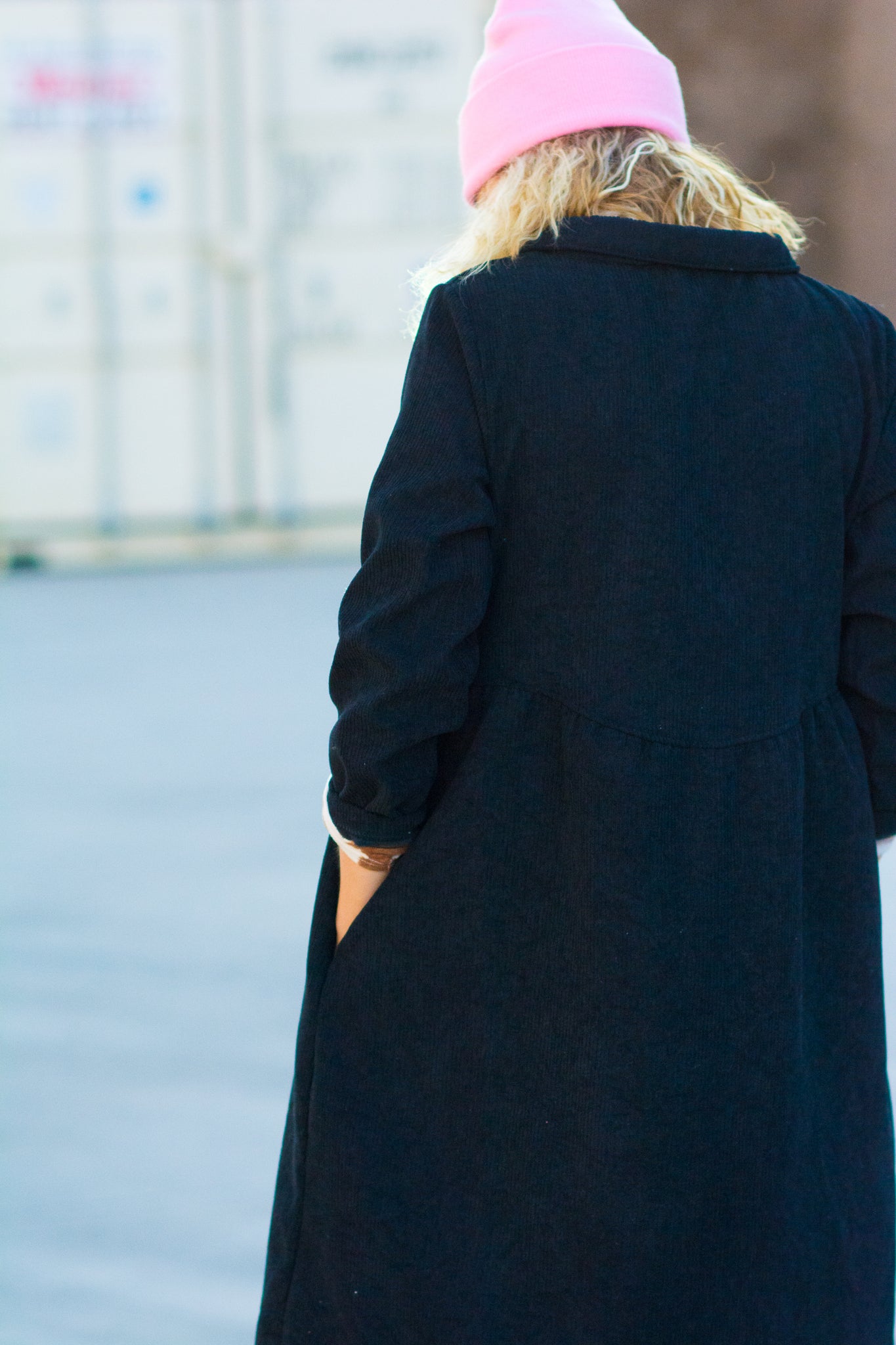 NORTHBOUND CORDUROY OVERSIZED MIDI DRESS IN BLACK KITS BRAND  affordable Womens and Mens trendy online streetwear fashion boutique 