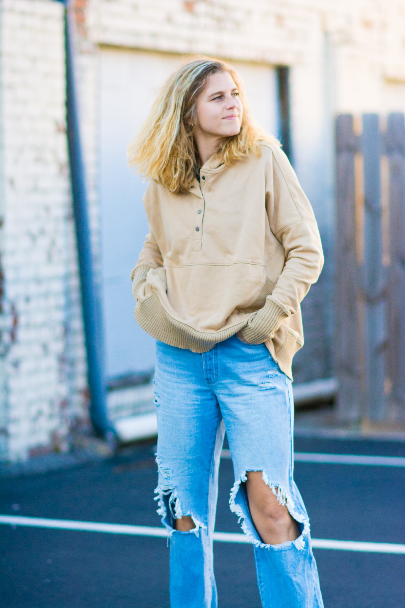 ESSENTIALS OVERSIZED HOODIE IN TAN KITS BRAND  affordable Womens and Mens trendy online streetwear fashion boutique 