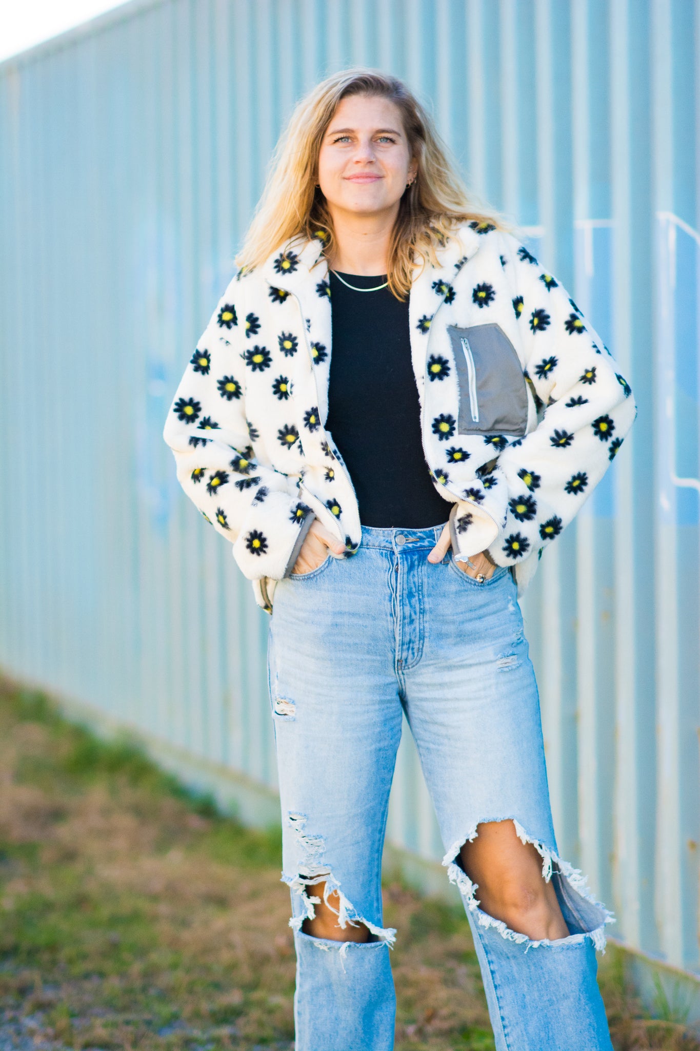 HAPPY DAISIES FAUX FUR JACKET KITS BRAND  affordable Womens and Mens trendy online streetwear fashion boutique 