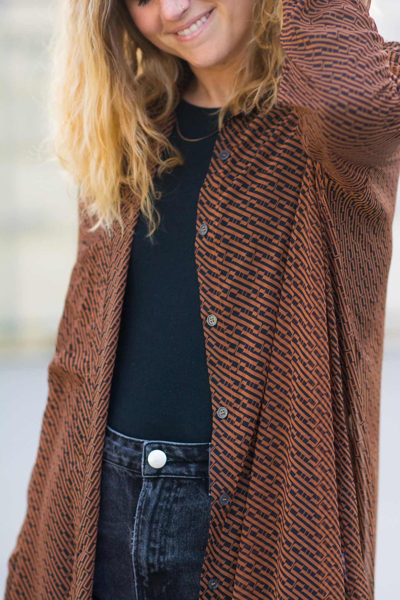 GEOMETRY PLEASE OVERSIZED CHIFFON TOP KITS BRAND  affordable Womens and Mens trendy online streetwear fashion boutique 