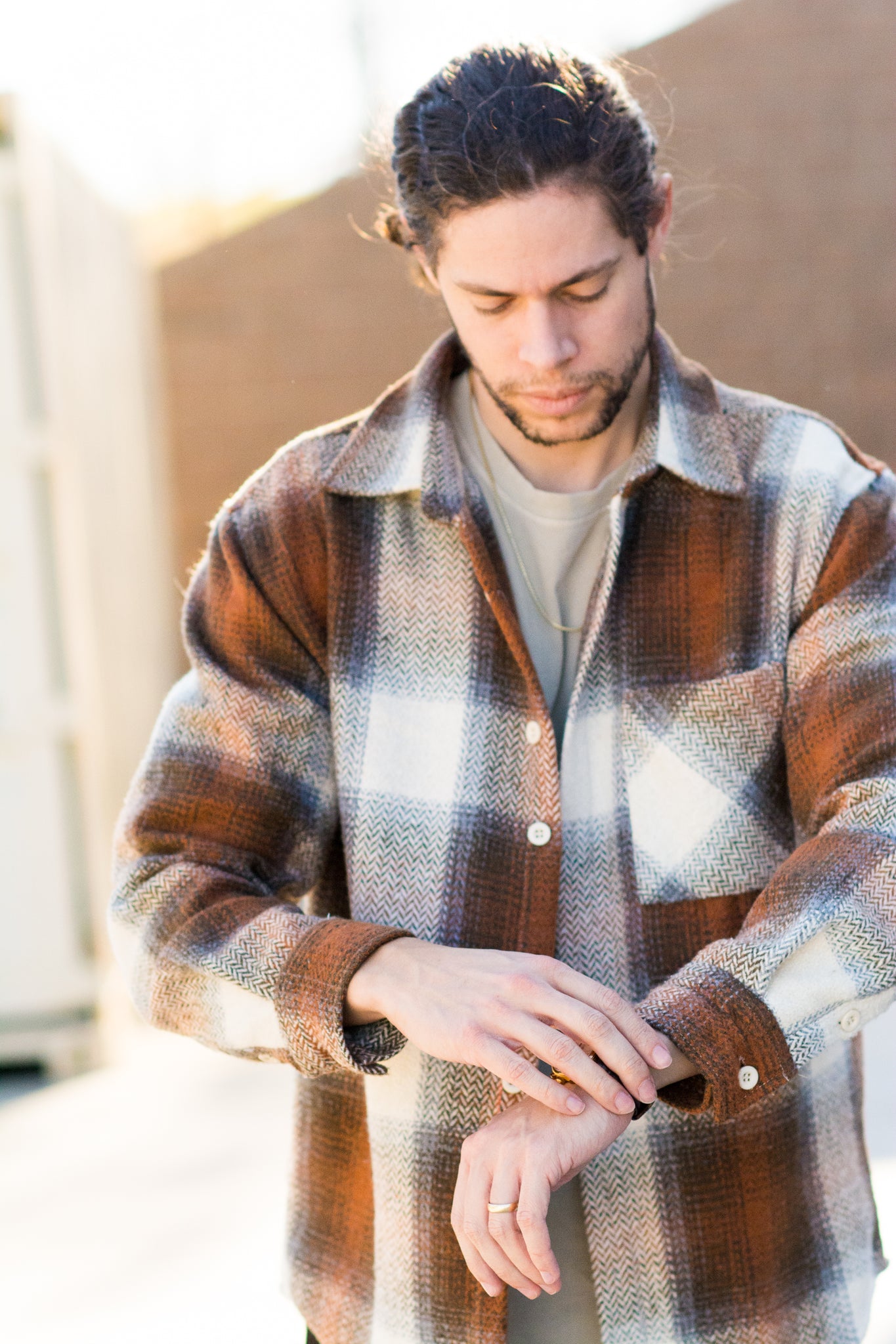 COWBOY PLAID SHACKET IN BROWN KITS BRAND  affordable Womens and Mens trendy online streetwear fashion boutique 