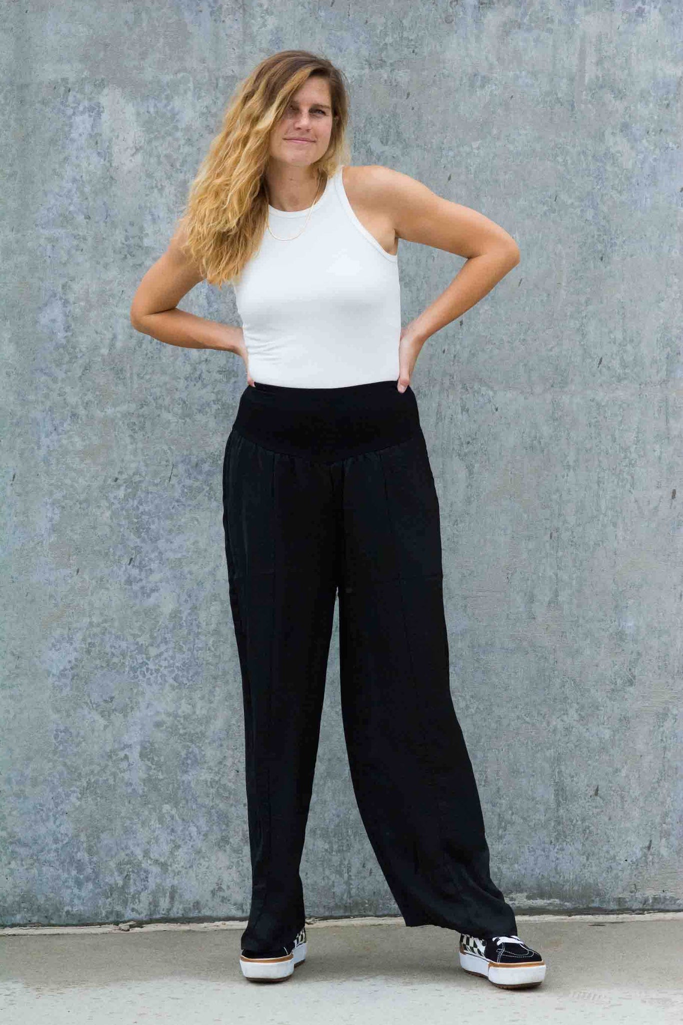 BLACK SATIN WIDE LEG PANTS KITS BRAND  affordable Womens and Mens trendy online streetwear fashion boutique 