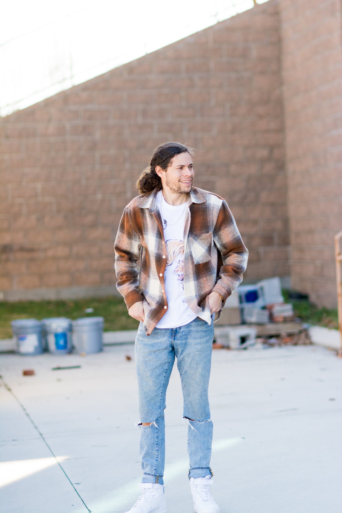 COWBOY PLAID SHACKET IN BROWN KITS BRAND  affordable Womens and Mens trendy online streetwear fashion boutique 
