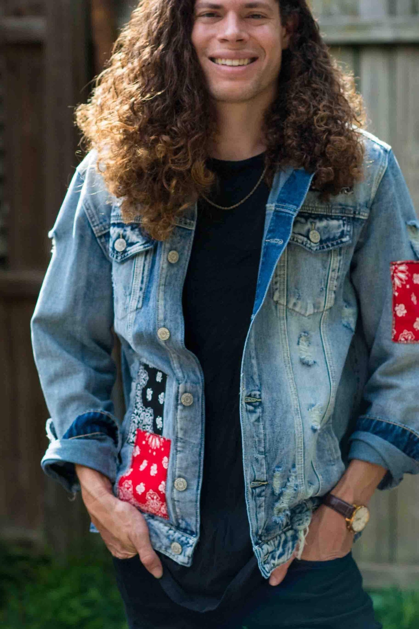 BANDANA PATCH DENIM JACKET KITS BRAND  affordable Womens and Mens trendy online streetwear fashion boutique 