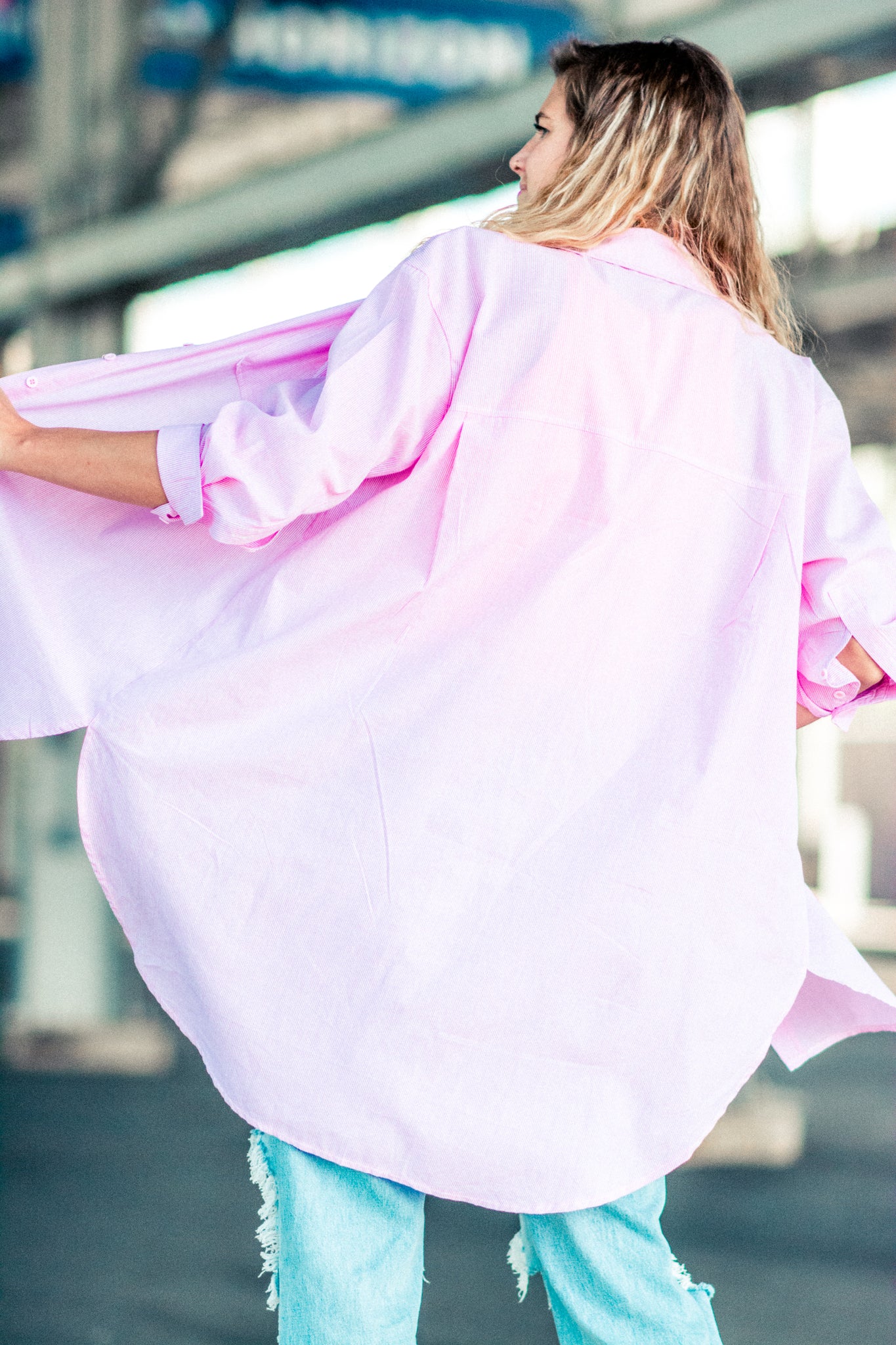 BEACH WALKS PINK STRIPE BUTTON DOWN KITS BRAND  affordable Womens and Mens trendy online streetwear fashion boutique 
