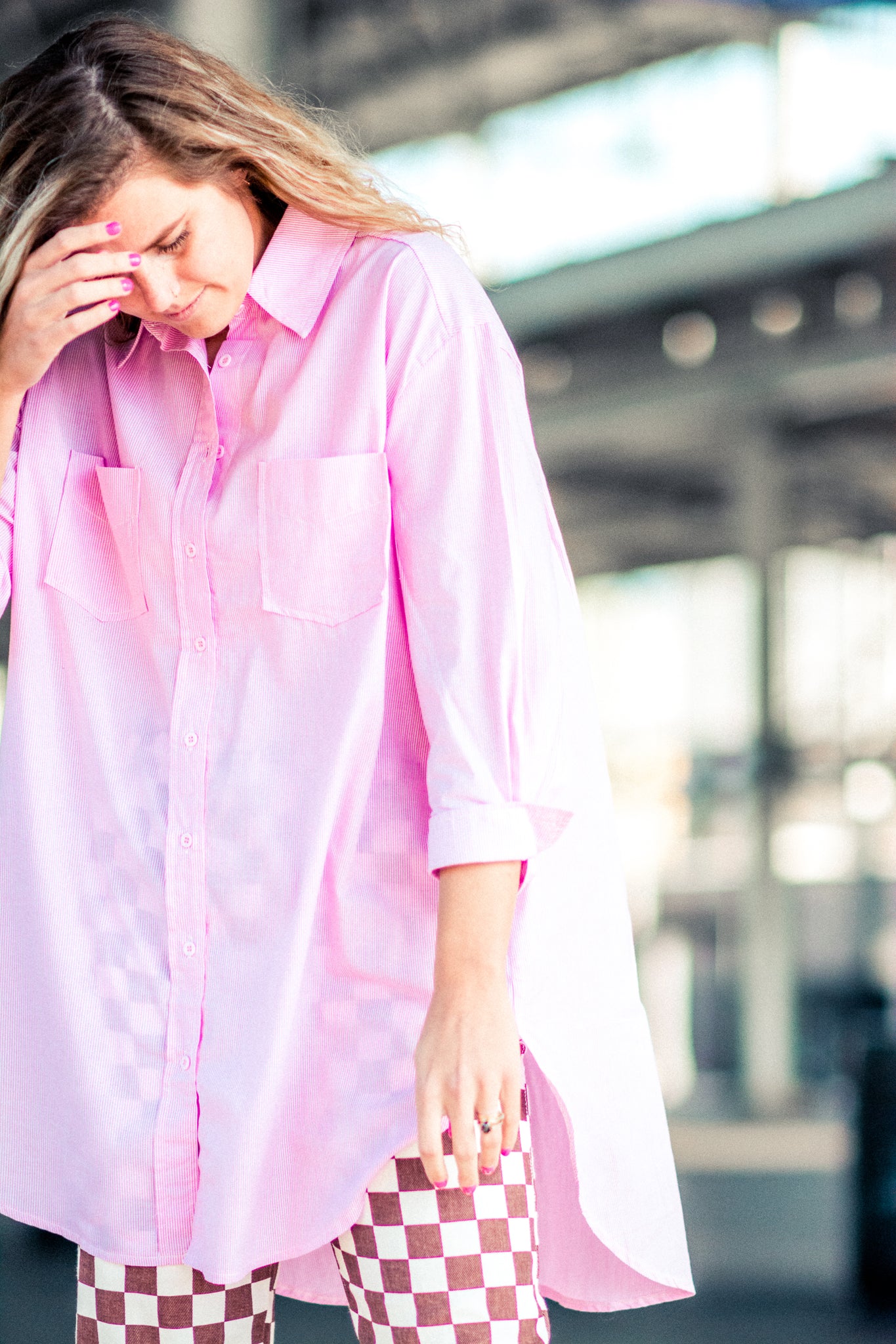 BEACH WALKS PINK STRIPE BUTTON DOWN KITS BRAND  affordable Womens and Mens trendy online streetwear fashion boutique 