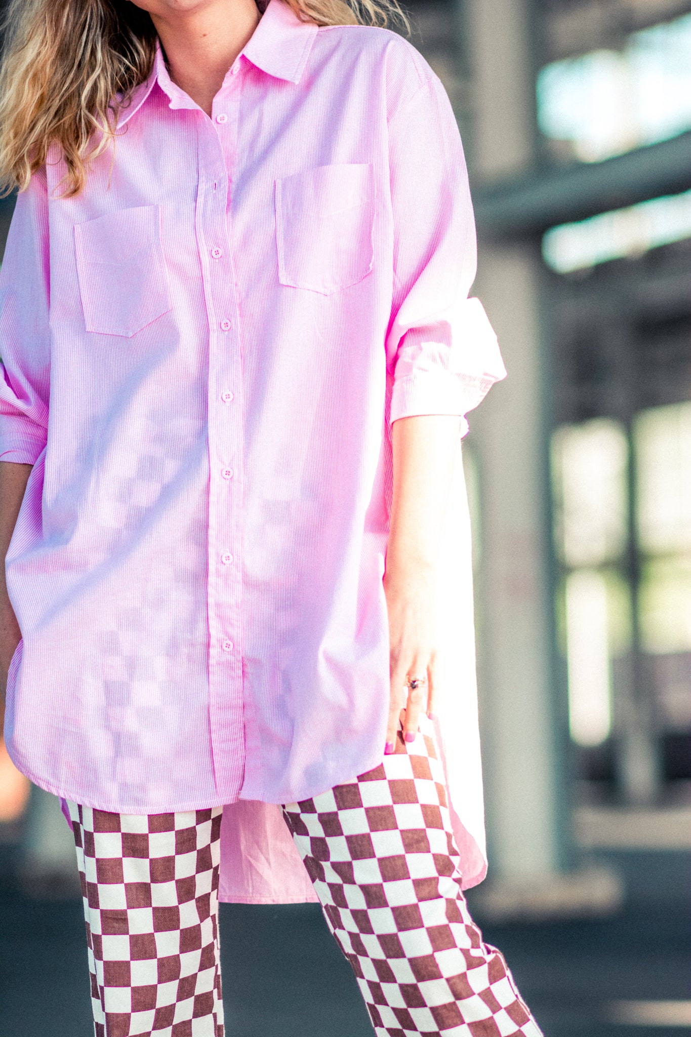 BEACH WALKS PINK STRIPE BUTTON DOWN KITS BRAND  affordable Womens and Mens trendy online streetwear fashion boutique 