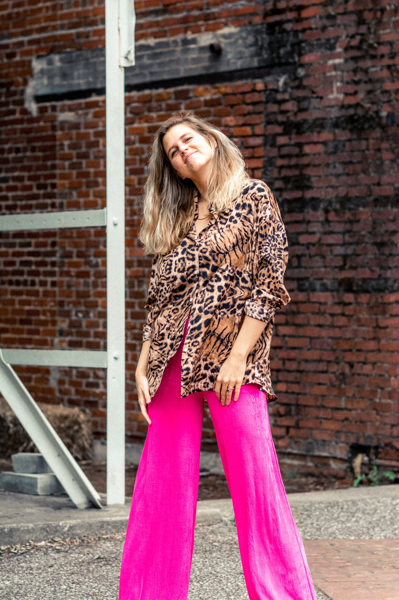 DISCO FEVER WIDE LEG PANTS IN HOT PINK KITS BRAND  affordable Womens and Mens trendy online streetwear fashion boutique 