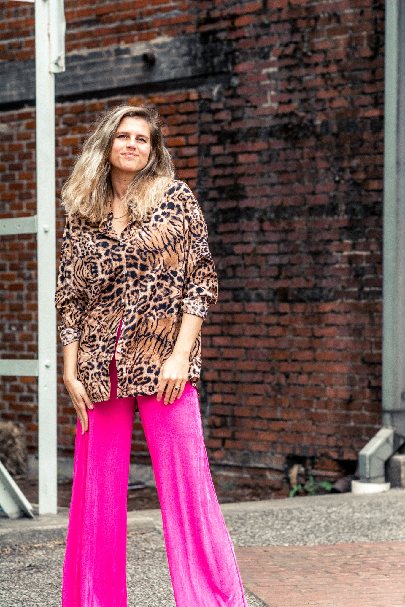 DISCO FEVER WIDE LEG PANTS IN HOT PINK KITS BRAND  affordable Womens and Mens trendy online streetwear fashion boutique 