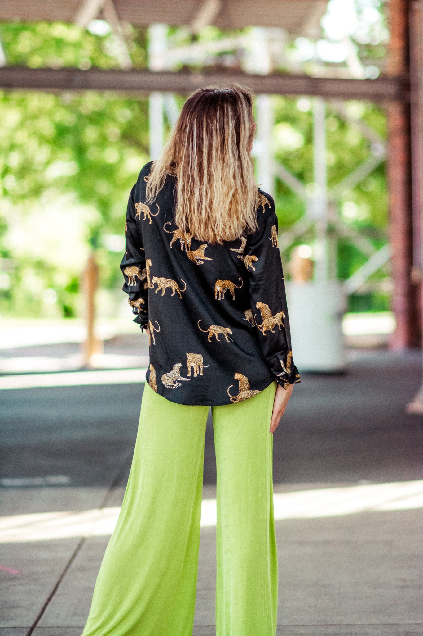DISCO FEVER WIDE LEG PANTS IN LIME GREEN KITS BRAND  affordable Womens and Mens trendy online streetwear fashion boutique 