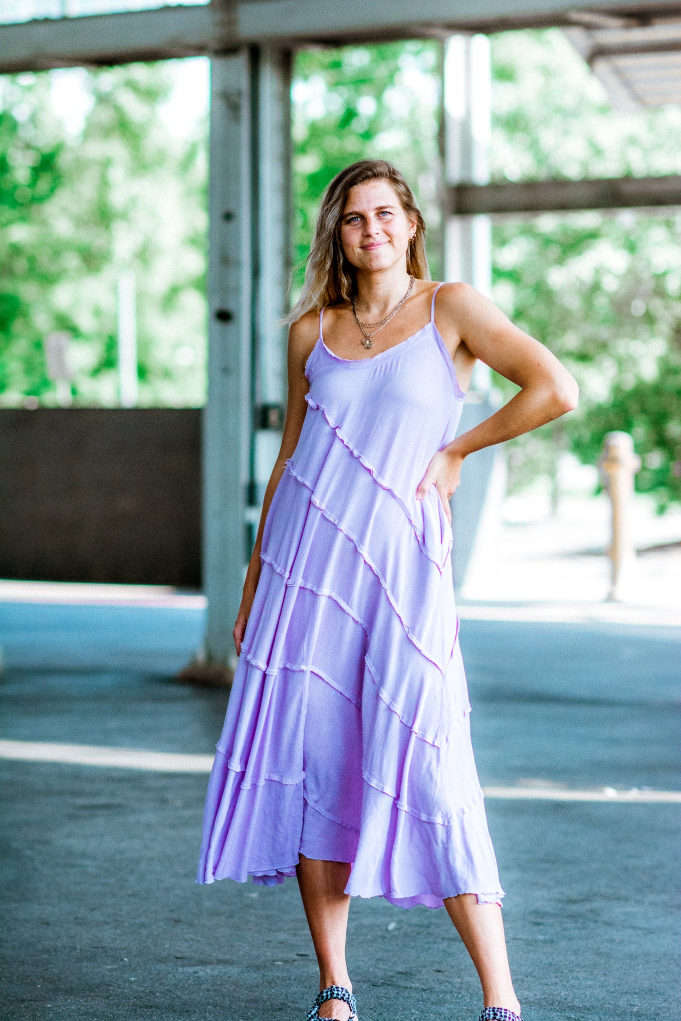 CALIFORNIA GIRLS TIERED DRESS IN LILAC KITS BRAND  affordable Womens and Mens trendy online streetwear fashion boutique 