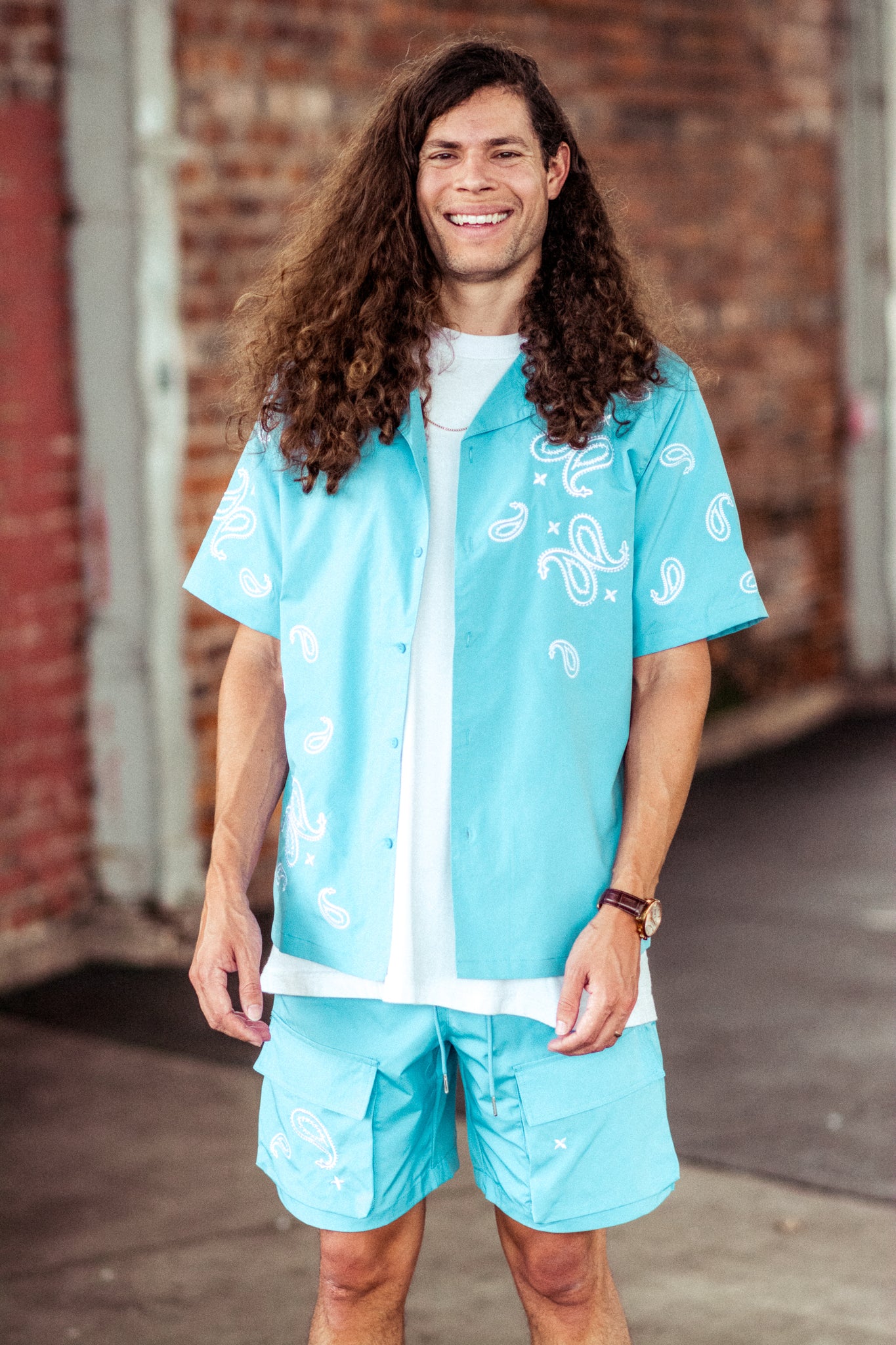 SUMMER VIBES UTILITY SHORT SET IN BABY BLUE KITS BRAND  affordable Womens and Mens trendy online streetwear fashion boutique 