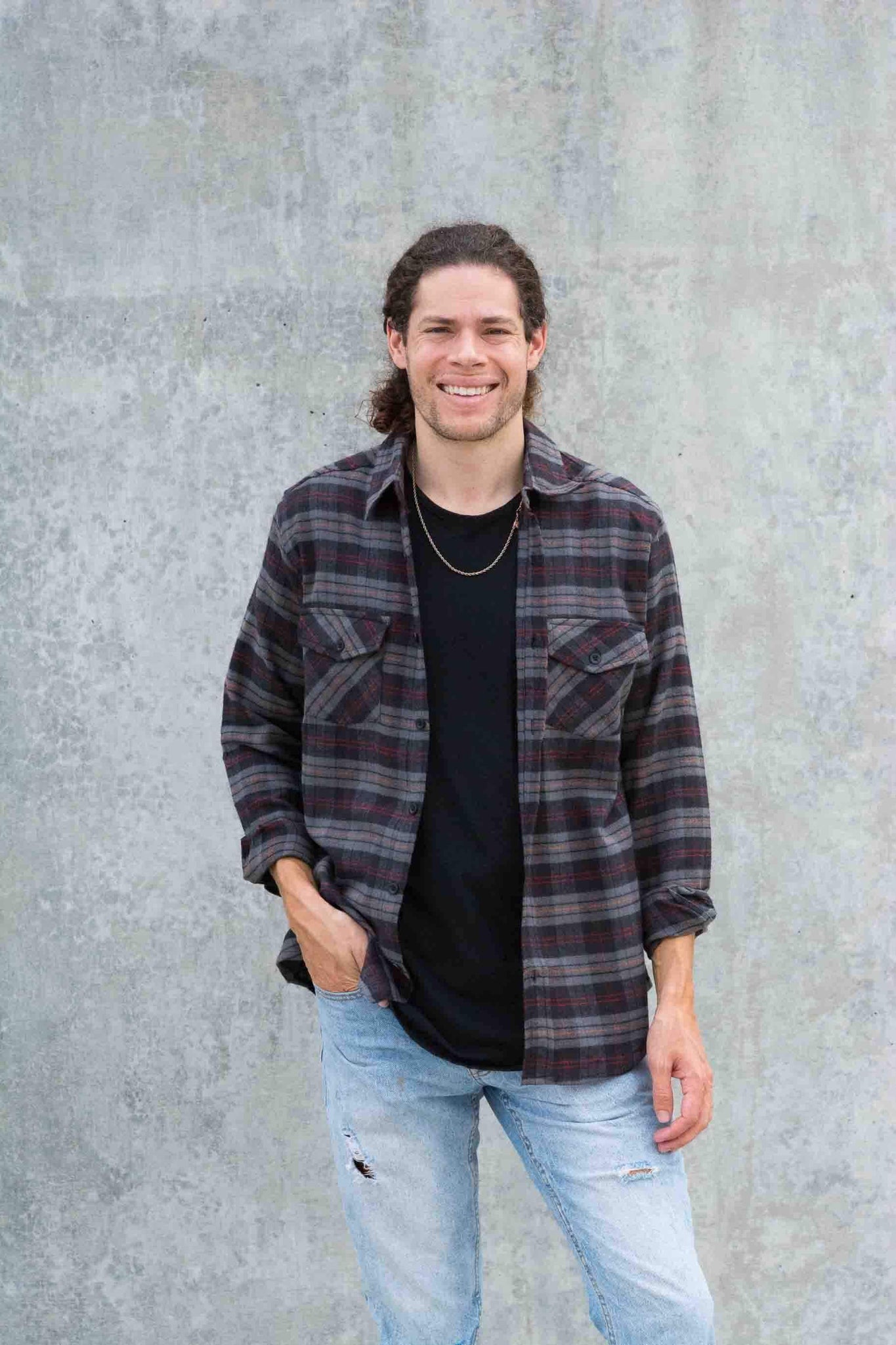 COOL GUY FLANNEL SHIRT IN CHARCOAL KITS BRAND  affordable Womens and Mens trendy online streetwear fashion boutique 