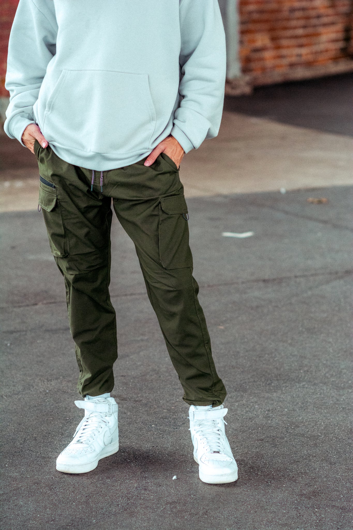 SAY SOMETHING CARGO PANTS IN OLIVE KITS BRAND  affordable Womens and Mens trendy online streetwear fashion boutique 