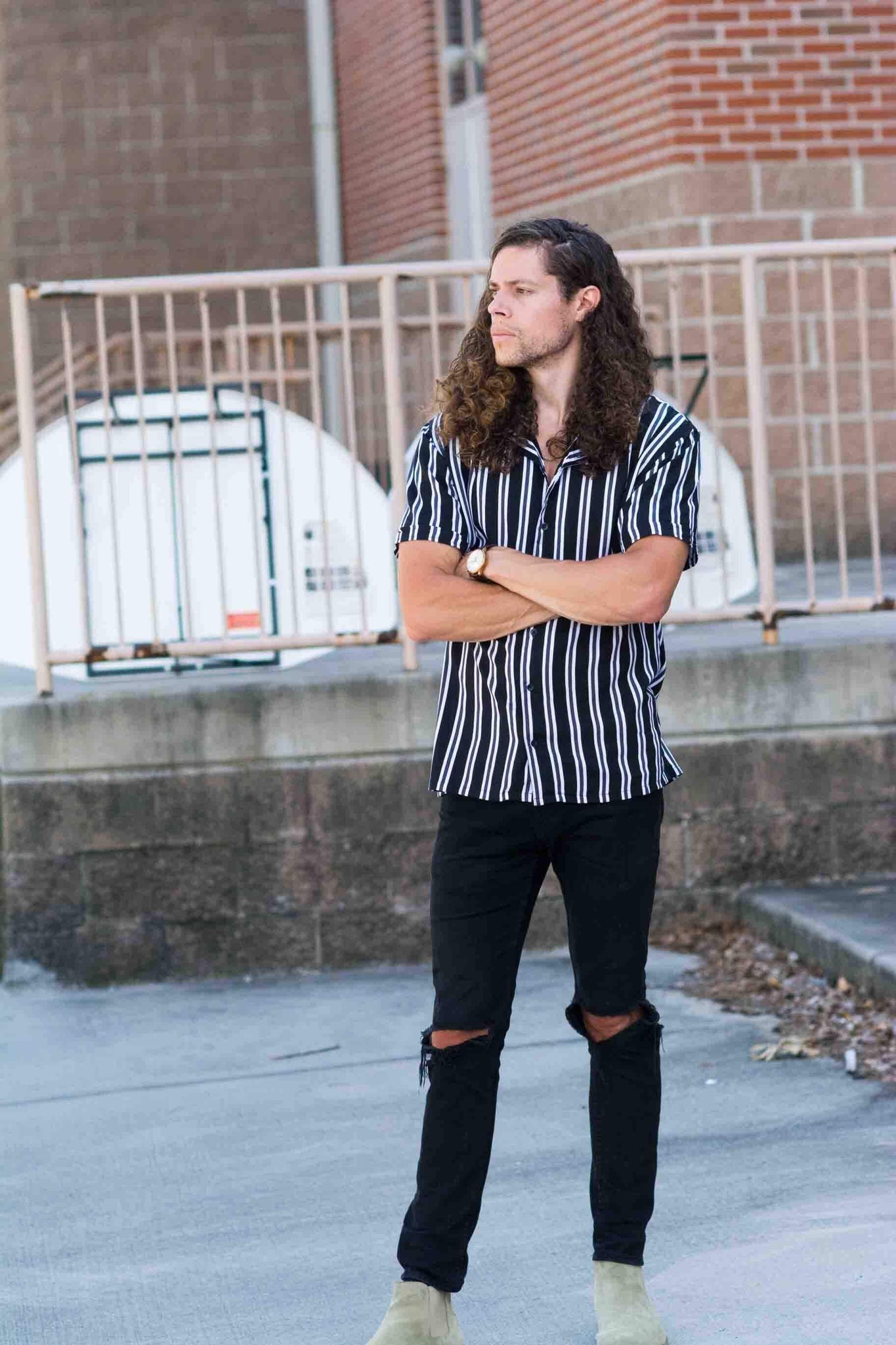 BLACK STRIPE CAMP SHIRT KITS BRAND  affordable Womens and Mens trendy online streetwear fashion boutique 
