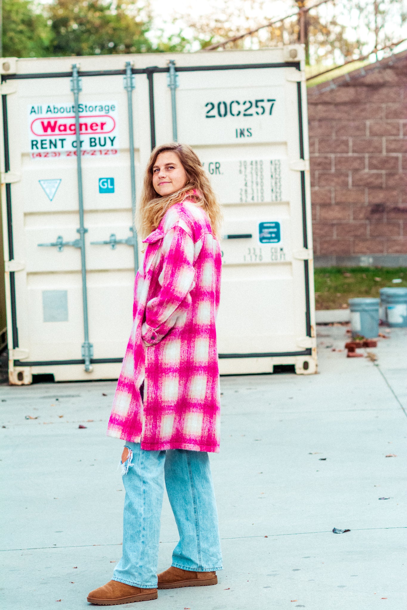 PRETTY IN PINK OVERSIZED PLAID SHACKET KITS BRAND  affordable Womens and Mens trendy online streetwear fashion boutique 