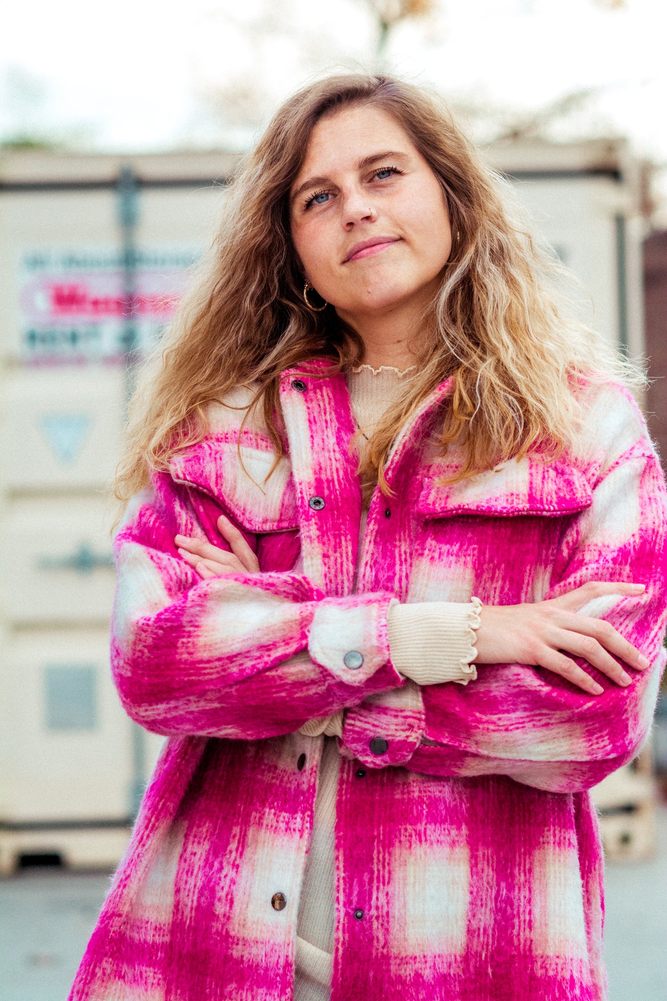 PRETTY IN PINK OVERSIZED PLAID SHACKET KITS BRAND  affordable Womens and Mens trendy online streetwear fashion boutique 
