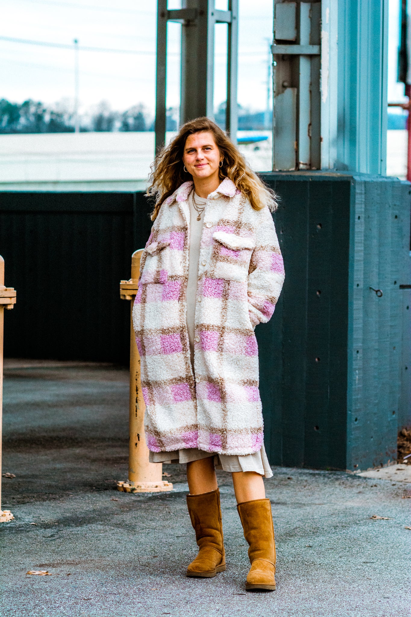 WEEKEND IN ASPEN PLAID SHERPA COAT KITS BRAND  affordable Womens and Mens trendy online streetwear fashion boutique 