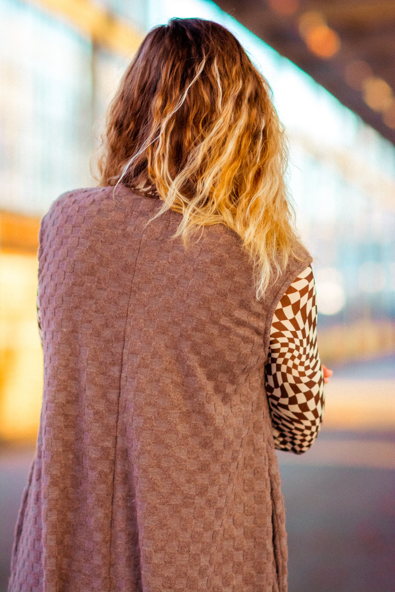 S.O.S. CHECKERED WIDE LEG JUMPSUIT IN BROWN KITS BRAND  affordable Womens and Mens trendy online streetwear fashion boutique 