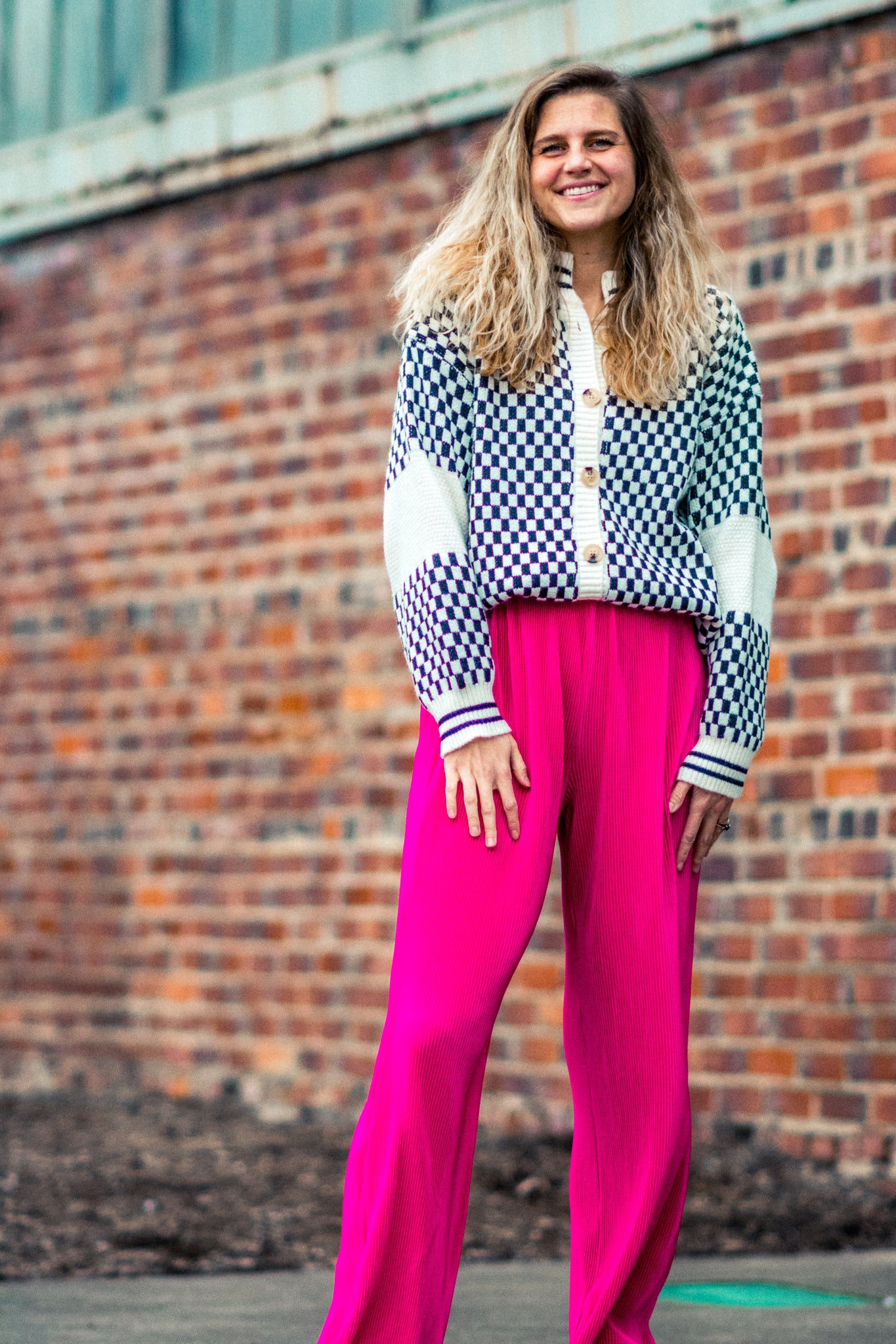 THE ONE CHECKERED GRANDPA CARDIGAN KITS BRAND  affordable Womens and Mens trendy online streetwear fashion boutique 