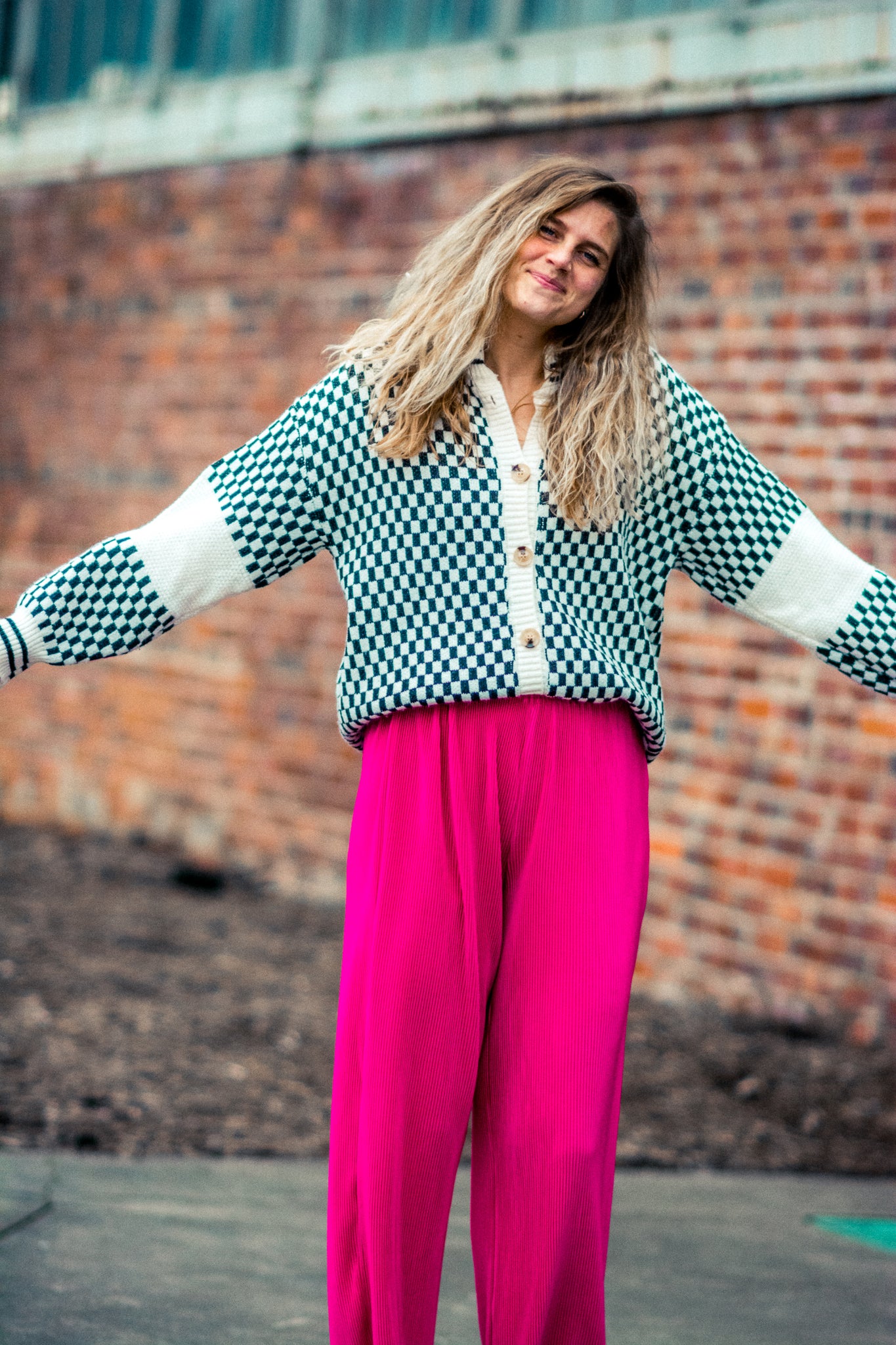THE ONE CHECKERED GRANDPA CARDIGAN KITS BRAND  affordable Womens and Mens trendy online streetwear fashion boutique 