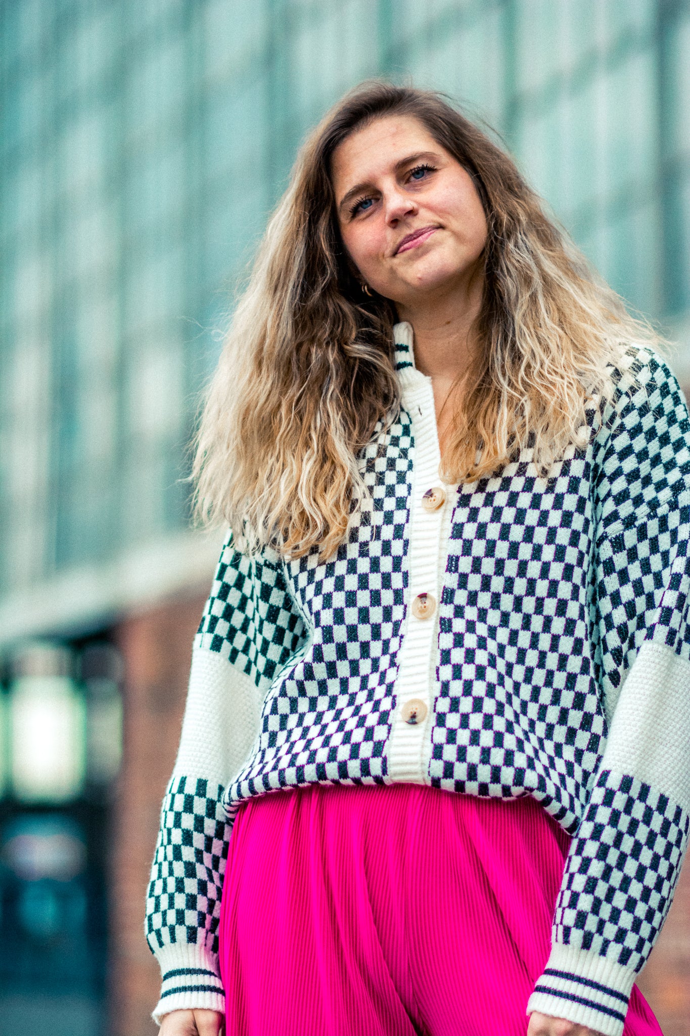 THE ONE CHECKERED GRANDPA CARDIGAN KITS BRAND  affordable Womens and Mens trendy online streetwear fashion boutique 
