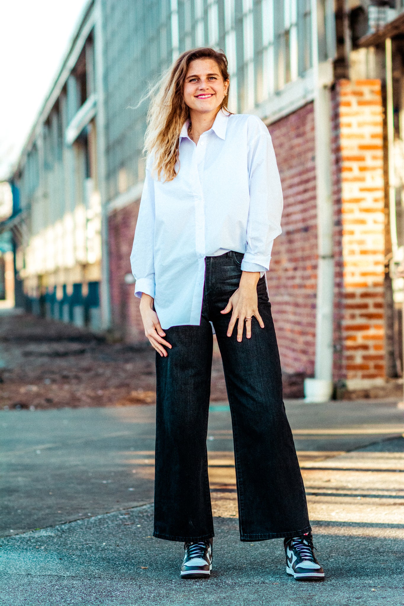 ESSENTIALS BUTTON DOWN IN WHITE KITS BRAND  affordable Womens and Mens trendy online streetwear fashion boutique 