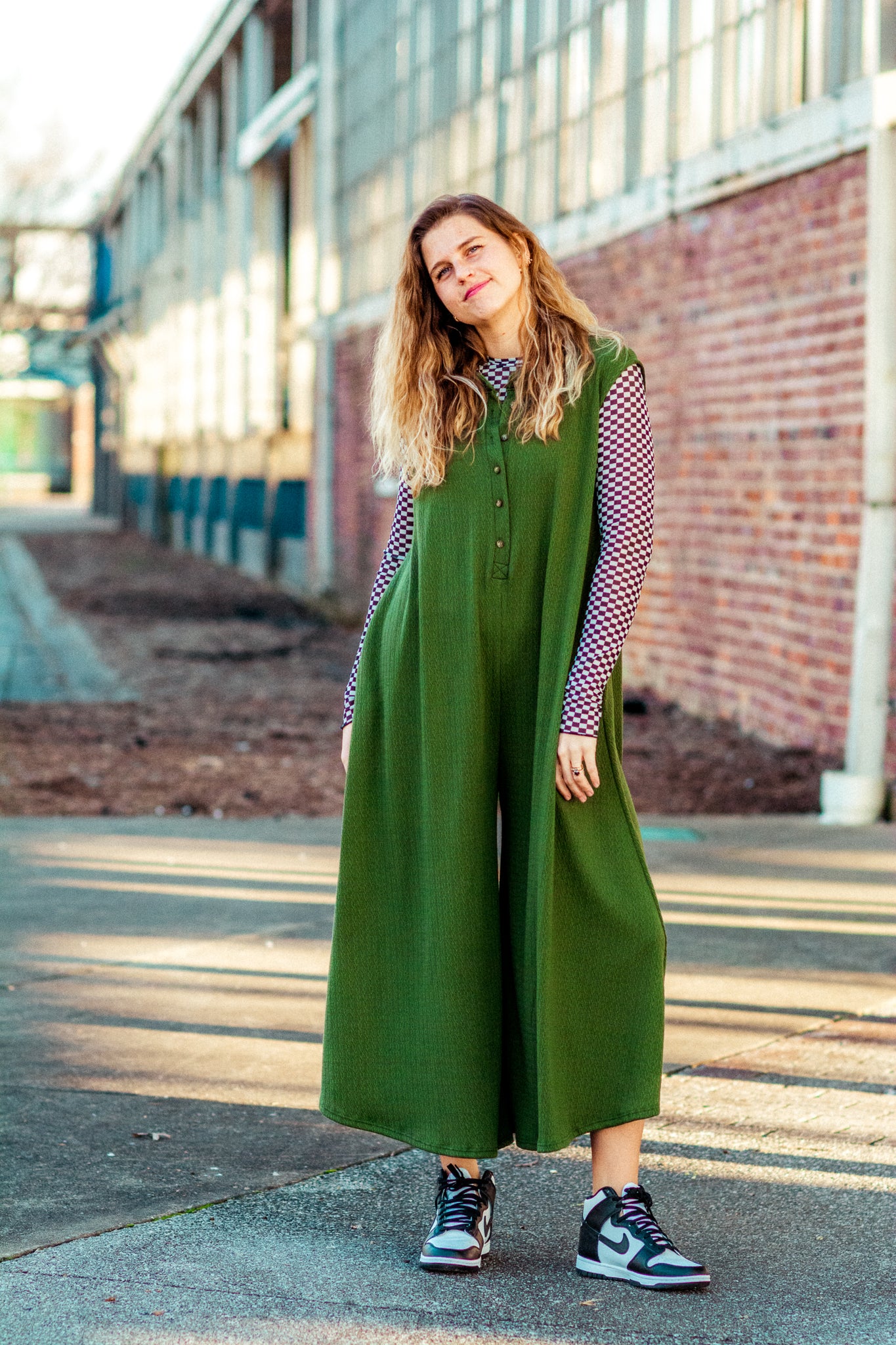 S.O.S. TEXTURED WIDE LEG JUMPSUIT IN OLIVE KITS BRAND  affordable Womens and Mens trendy online streetwear fashion boutique 