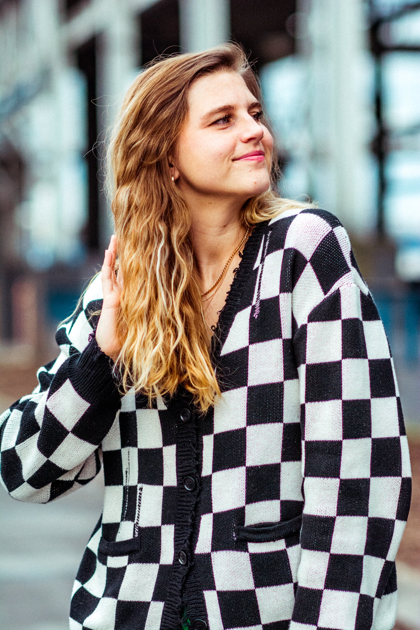 RUN RIGHT BACK CHECKERED DISTRESSED CARDIGAN KITS BRAND  affordable Womens and Mens trendy online streetwear fashion boutique 