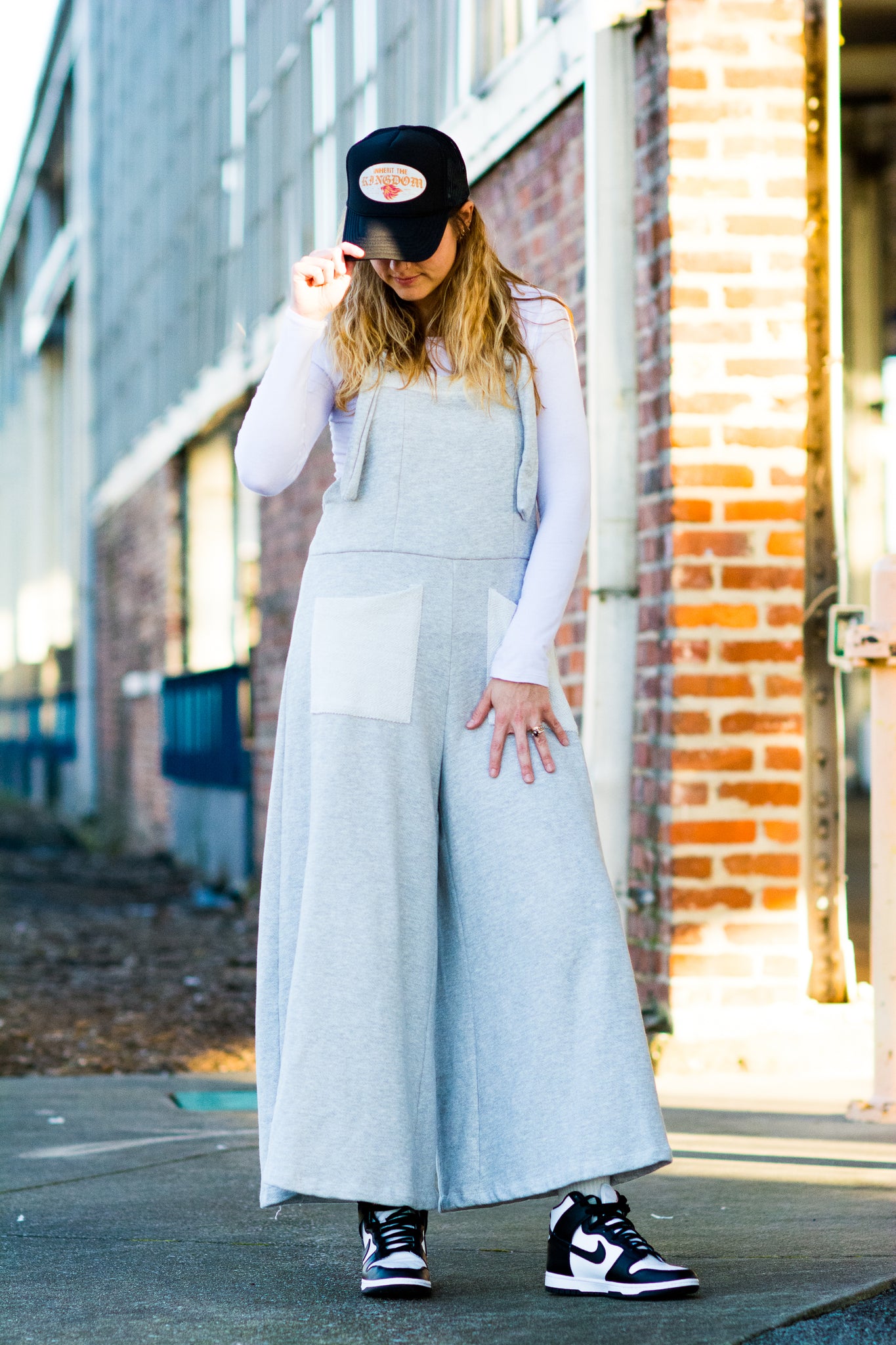TAKE IT ALL WIDE LEG OVERALLS IN LIGHT GREY KITS BRAND  affordable Womens and Mens trendy online streetwear fashion boutique 