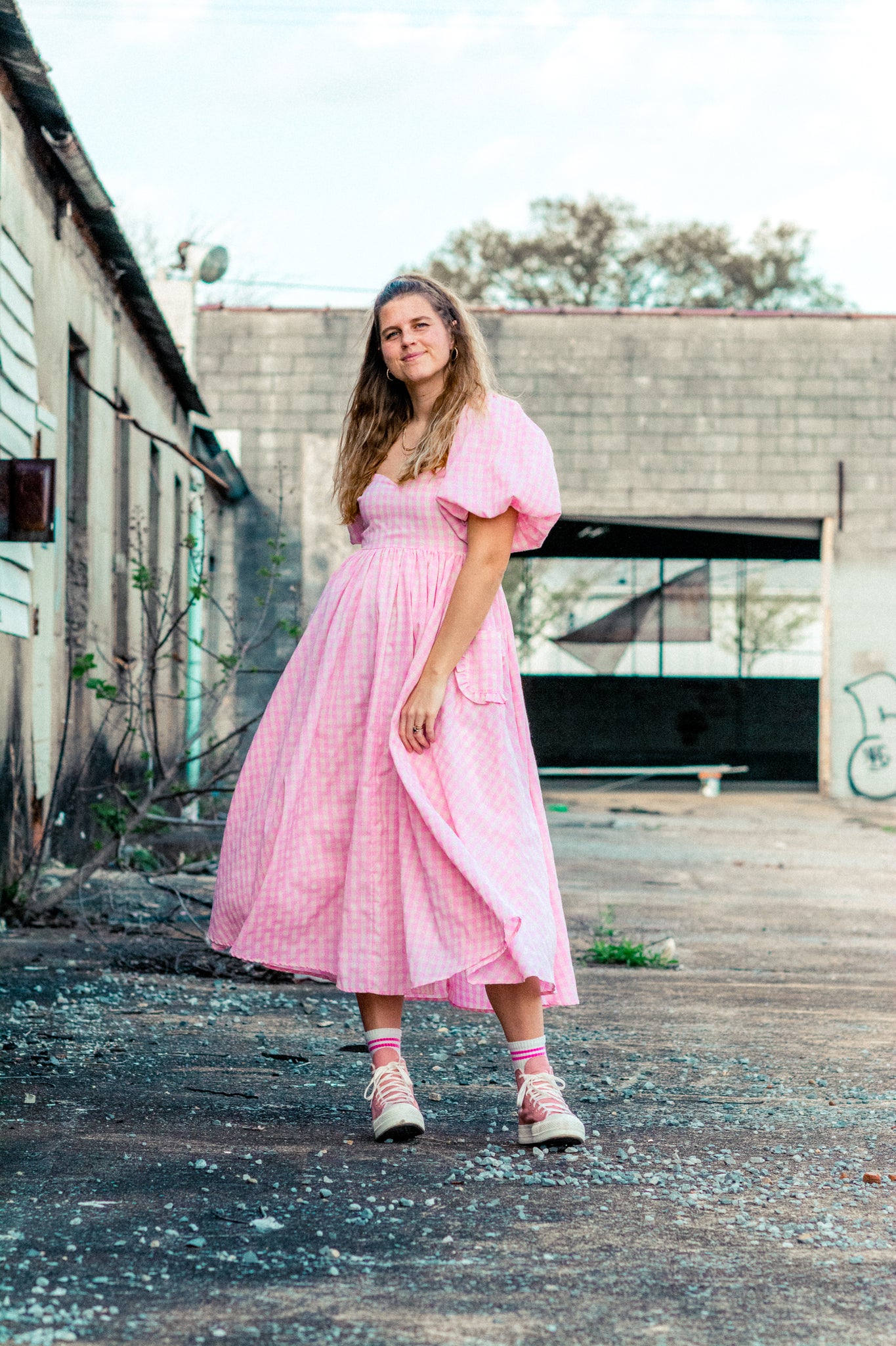 FINER THINGS MIDI DRESS IN PINK GINGHAM