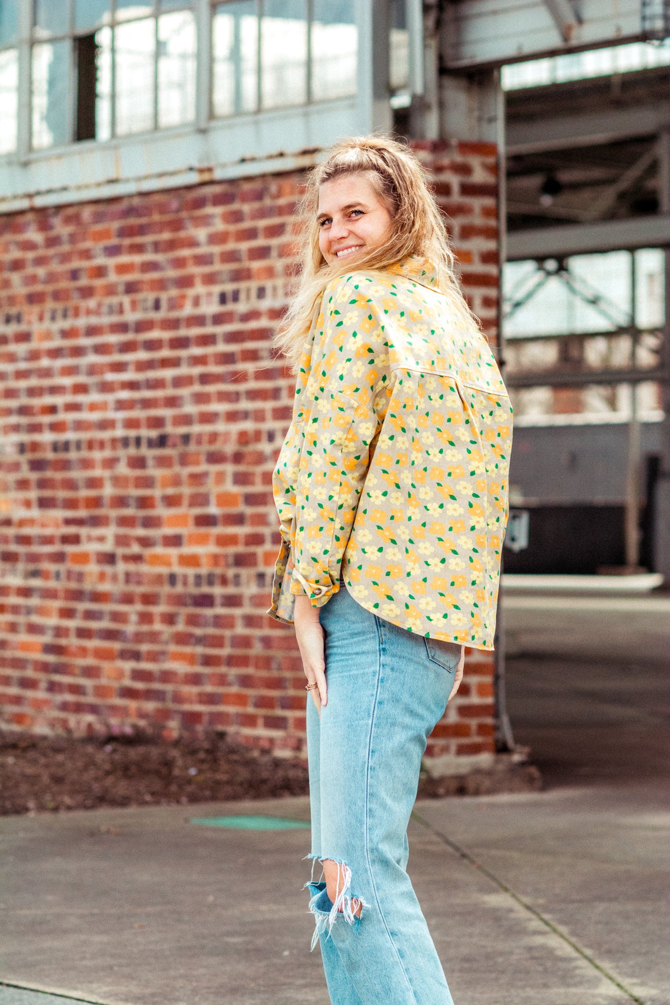 FIELD OF DAISIES OVERSHIRT IN TAN KITS BRAND  affordable Womens and Mens trendy online streetwear fashion boutique 