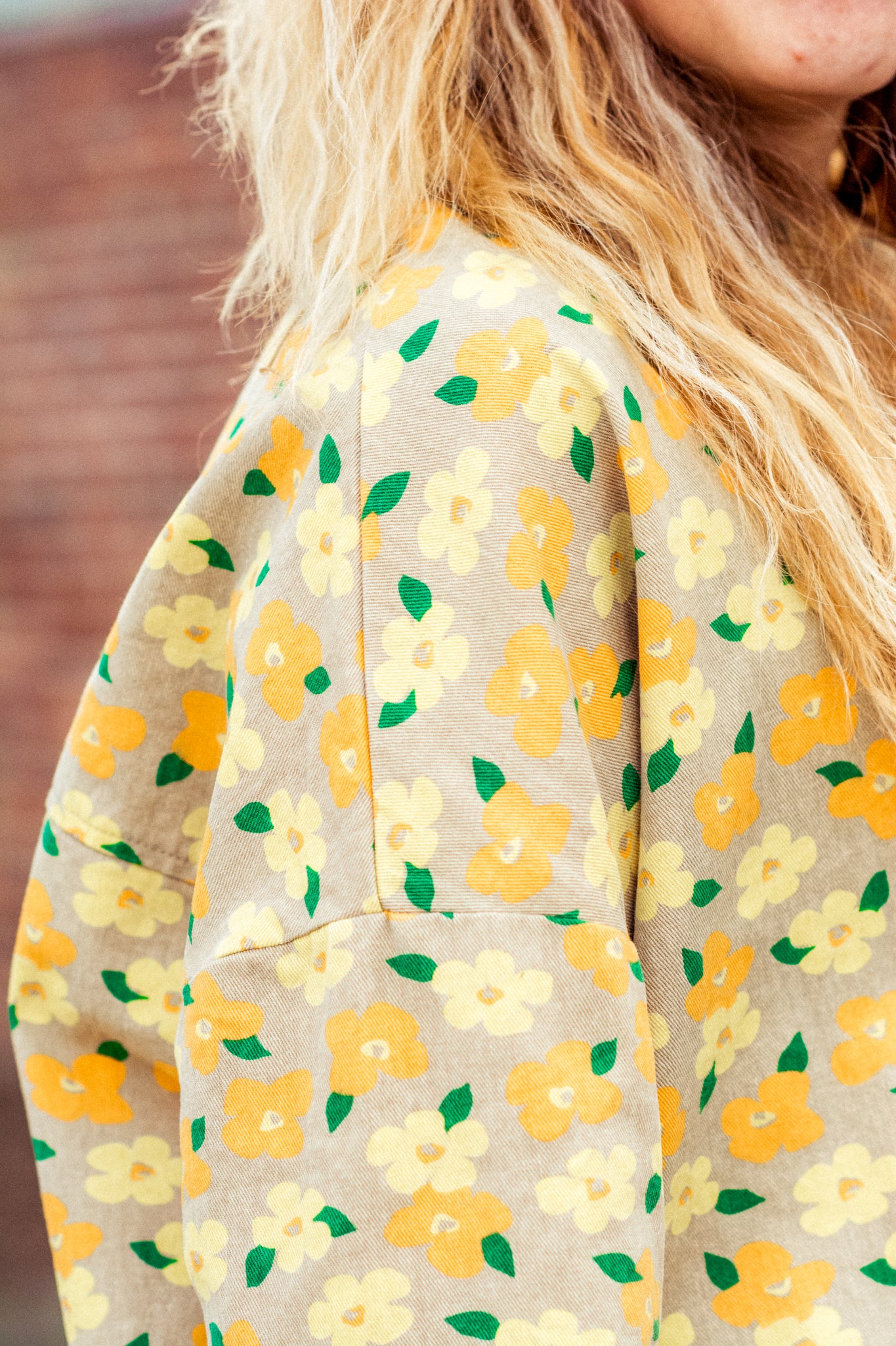 FIELD OF DAISIES OVERSHIRT IN TAN KITS BRAND  affordable Womens and Mens trendy online streetwear fashion boutique 