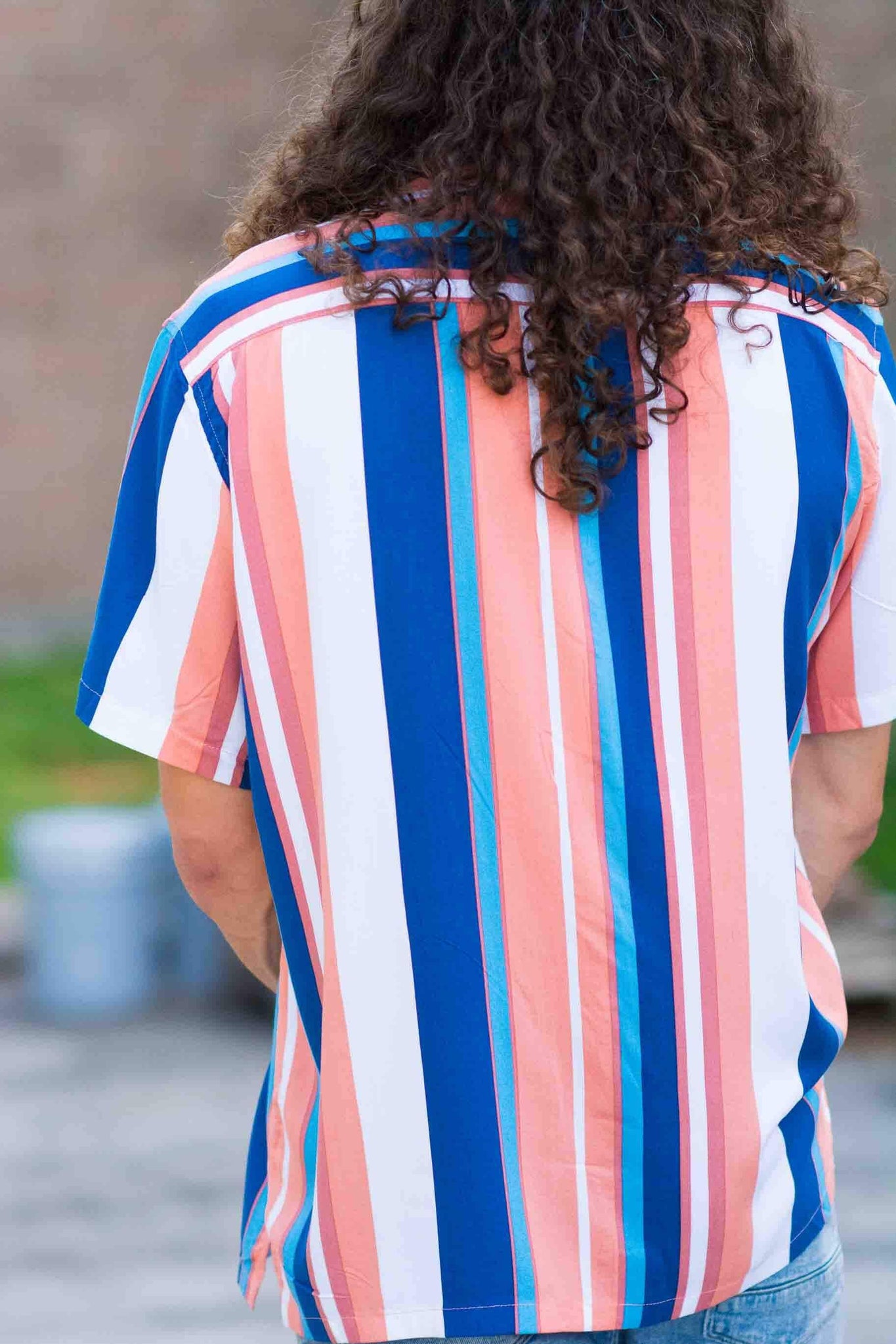 SALMON STRIPE CAMP SHIRT KITS BRAND  affordable Womens and Mens trendy online streetwear fashion boutique 