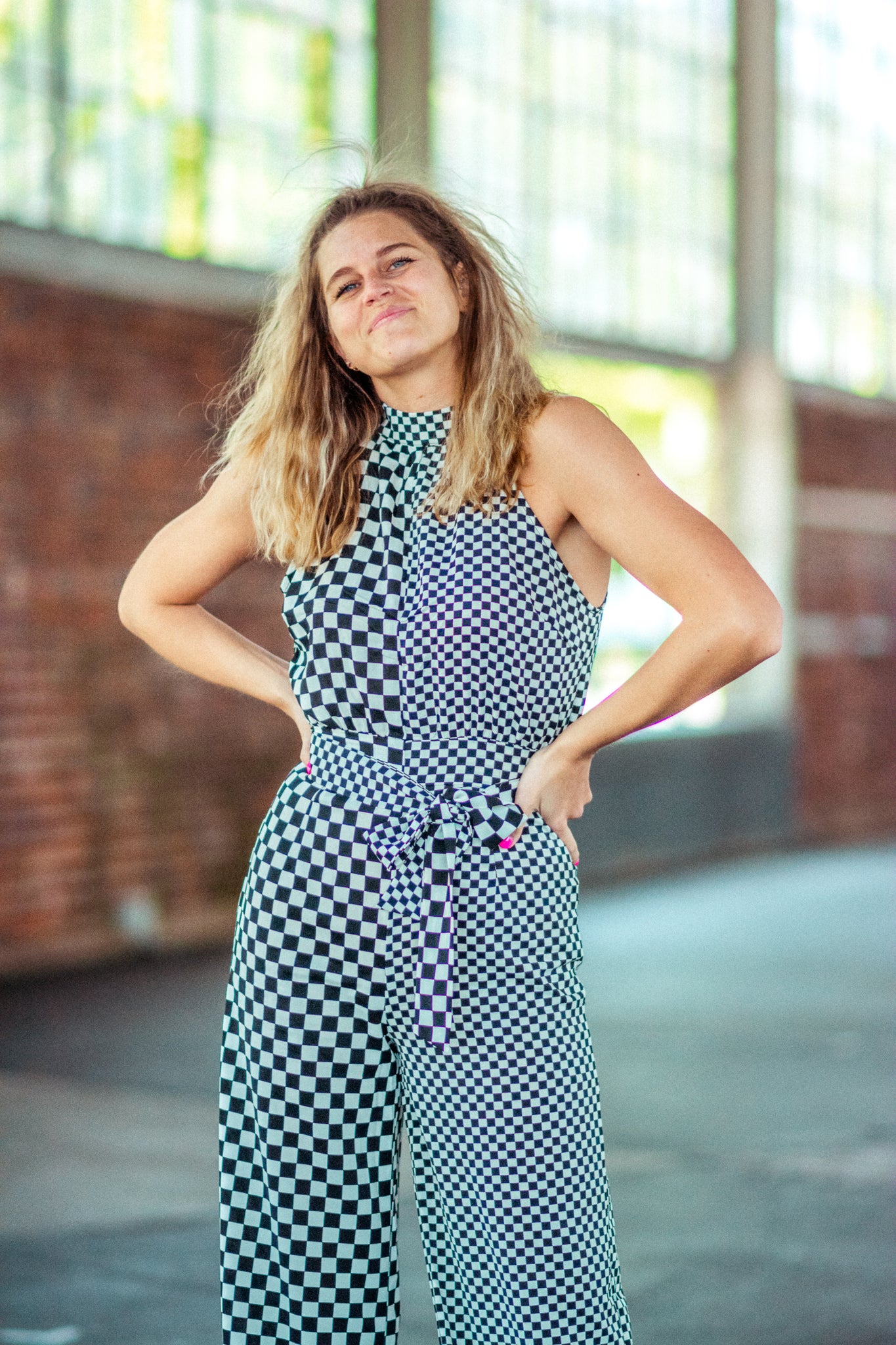 DOUBLE TROUBLE CHECKERED JUMPSUIT KITS BRAND  affordable Womens and Mens trendy online streetwear fashion boutique 
